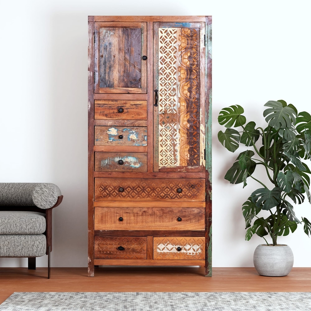 Storage Cabinet, 32'' Farmhouse Armoire w/Adjustable Shelves, Rustic P —  Farmhouse Kitchen and Bath