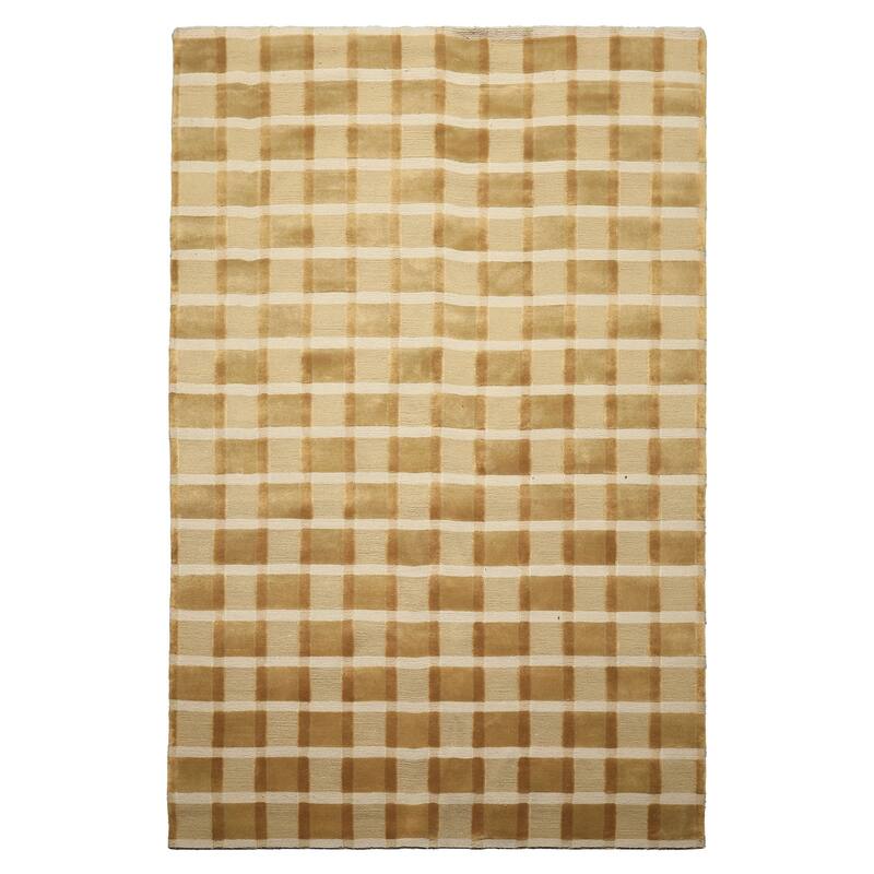 6'1''x9'2'' Hand Knotted Wool Moss Modern & Contemporary Cut Pile Rug - 6' 1'' x 9' 2'' - 6' 1'' x 9' 2''