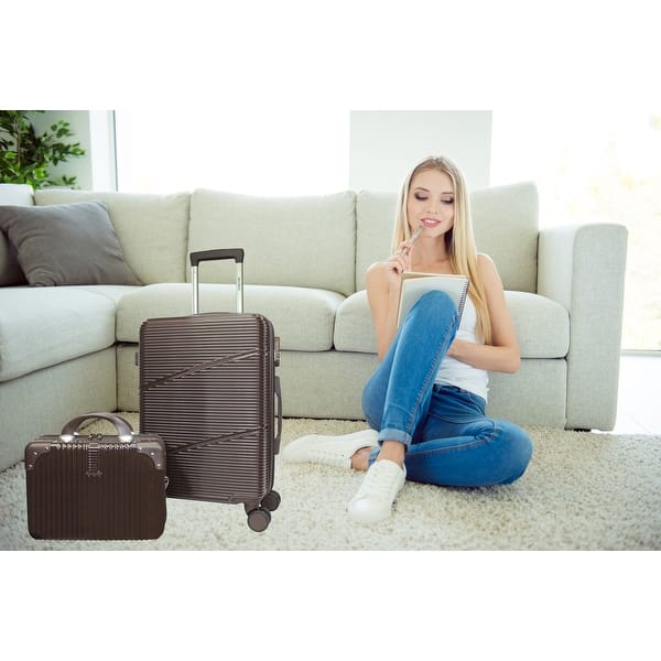 slide 2 of 25, World Traveler 2-Piece Carry-on Vanity Trunk Luggage Set