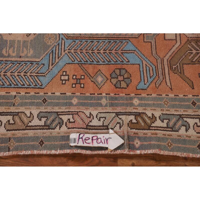 Orange Ardebil Persian Vintage Runner Rug Hand-Knotted Wool Carpet - 3'0" x 10'0"