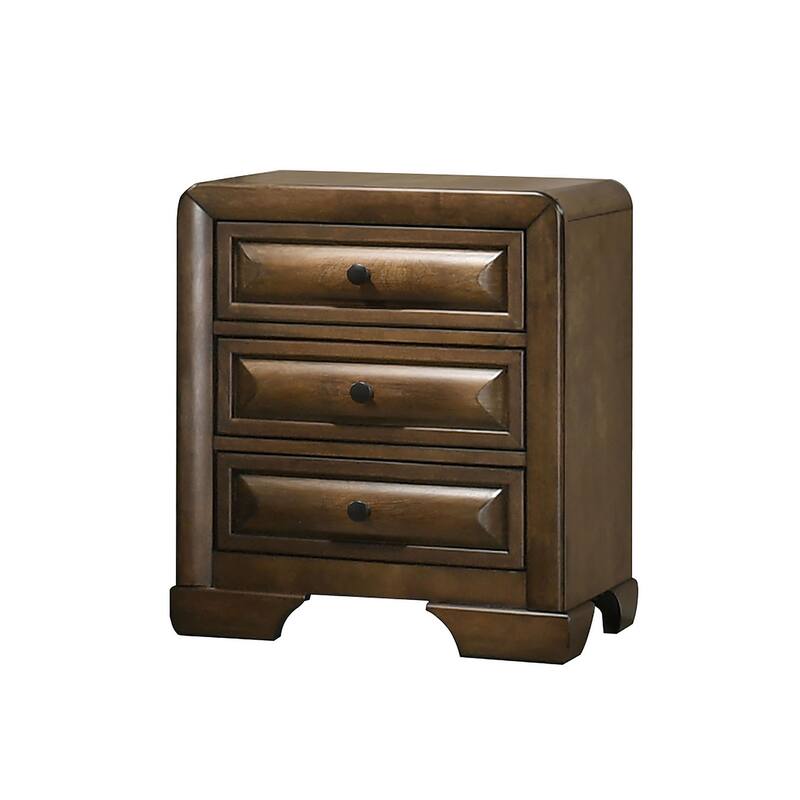 Transitional Nightstand - Brown Finish with Cup Pulls & Dovetail Drawers