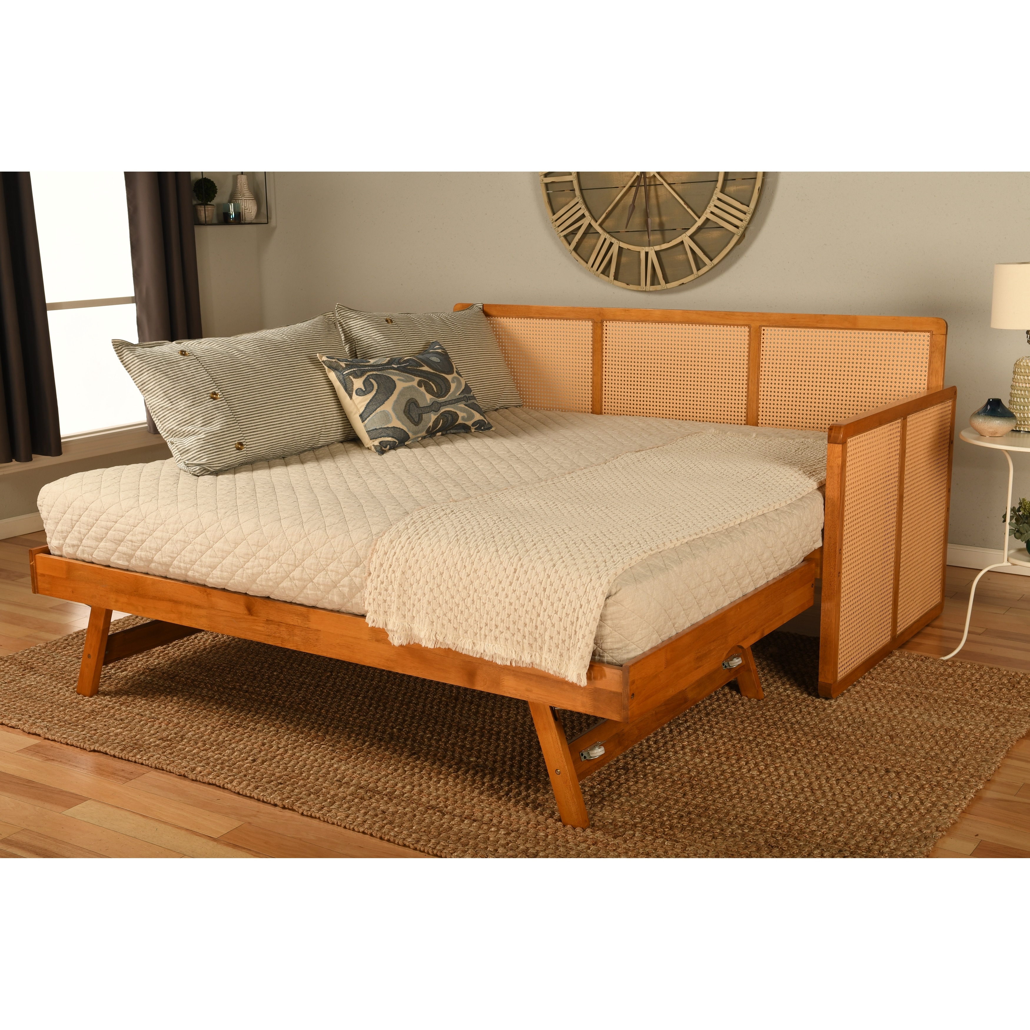 Somette Abaco Daybed Frame with Pop Up in Honey Finish (Mattresses Not Included)