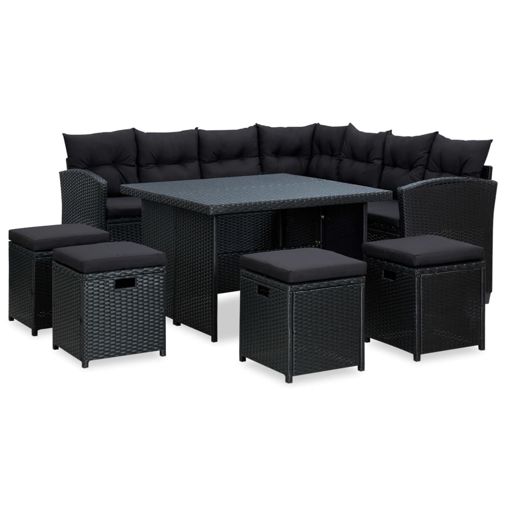 Vidaxl 6 piece garden lounge deals set with cushions poly rattan black