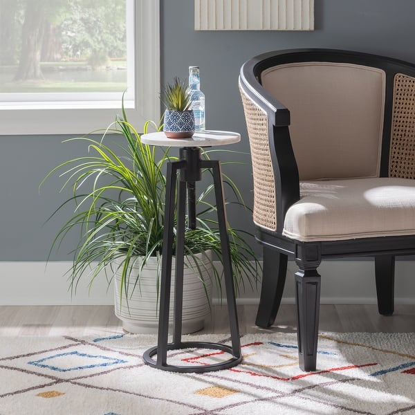 Alaina Adjustable White Marble Drink Side Table Bed Bath & Beyond