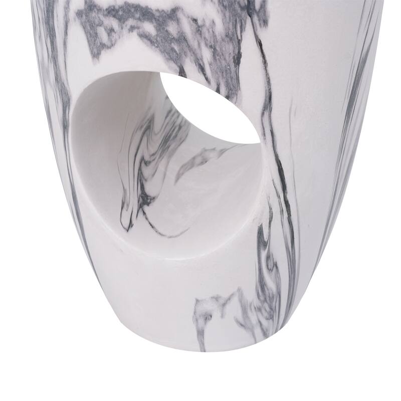 Christopher Knight Home - Modern Indoor/Outdoor 19.29"H MgO Accent Side End Table with Sculptural Cutout & Marble Finish