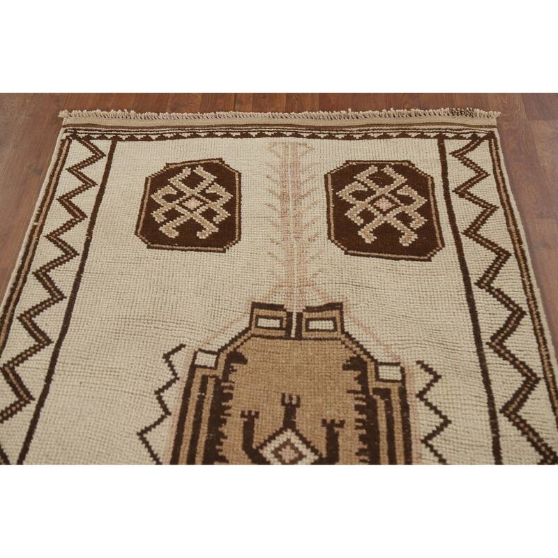 Anatolian Oriental Runner Rug Natural Dye Handmade Wool Carpet - 3'5"x 10'9"