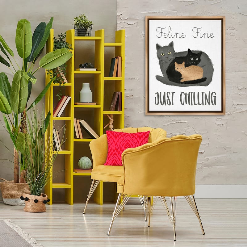 Stupell Feline Fine Just Chilling Framed Floater Canvas Wall Art Design By Ziwei Li