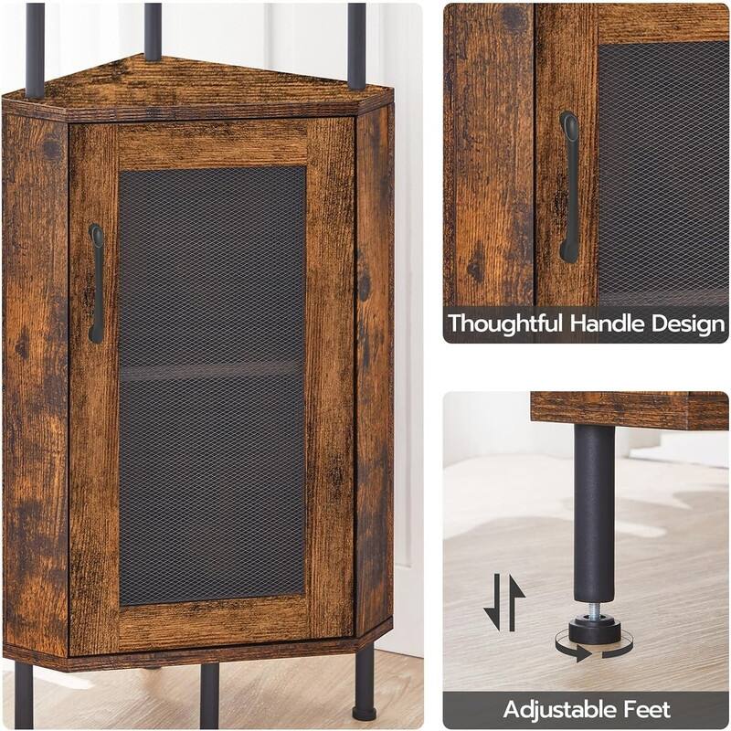 Corner Shelf with Storage - 11.8"D x 11.8"W x 64.8"H