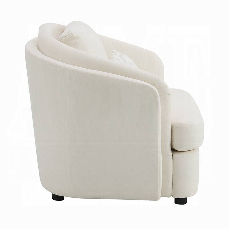 Riku Accent Armchair, 2 Lumbar Pillows, Soft Beige Linen Seating