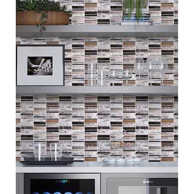 Apollo tile 12" x 12" Metropolis Polished Textured Gray Gold Glass Stone Tile (4.83 sq ft/case) - 5 Pack