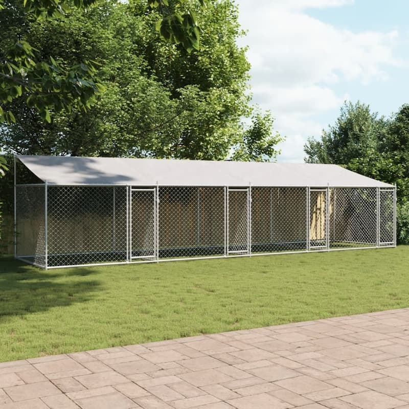 vidaXL Dog Cage Grey Galvanized Steel. Water-resistant Fabric Extra Large