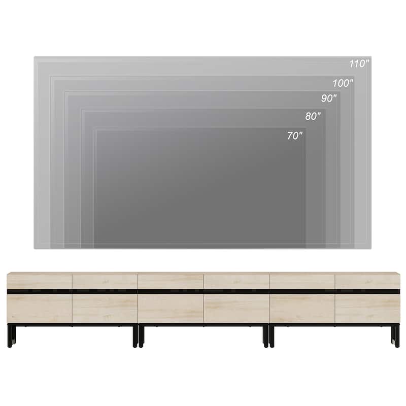 WAMPAT Modern TV Stand with Storage Cabinets, Wood Entertainment Center Media Console Table with Metal Legs for Living Room