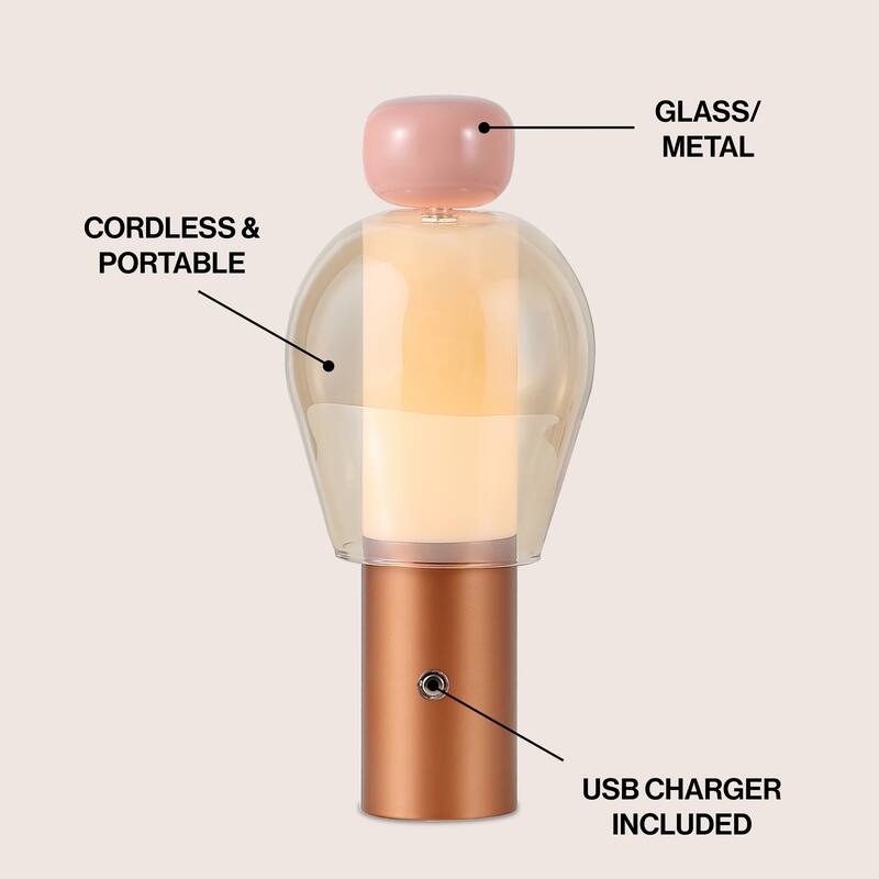10.75" Candle-Style Rechargeable/Cordless Dimmable Integrated LED Table Lamp with Touch Sensor - 10.75