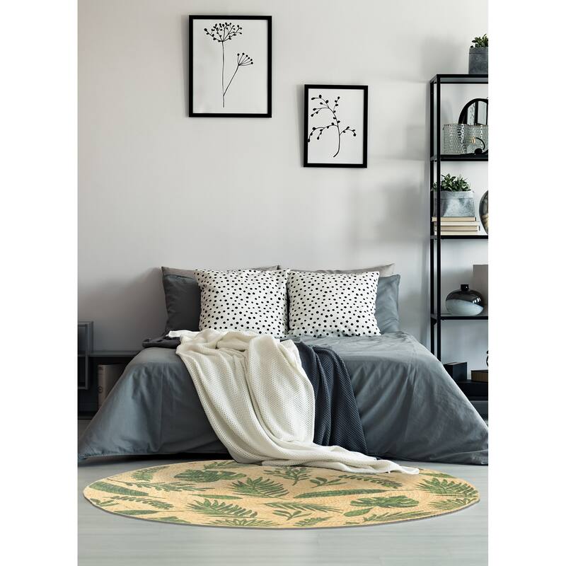 ECARPETGALLERY Braided Weave Palas Denizli Tan Jute Rug - 3'0 x 3'0