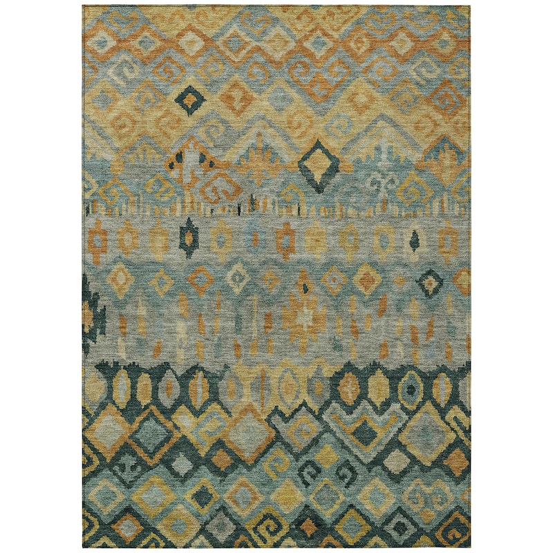 Machine Washable Indoor/ Outdoor Boho Moroccan Chantille Rug