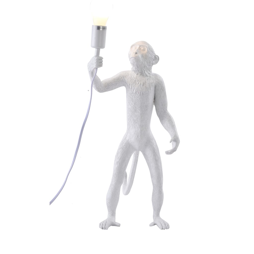 1-Light White Standing Resin Monkey Table Lamp