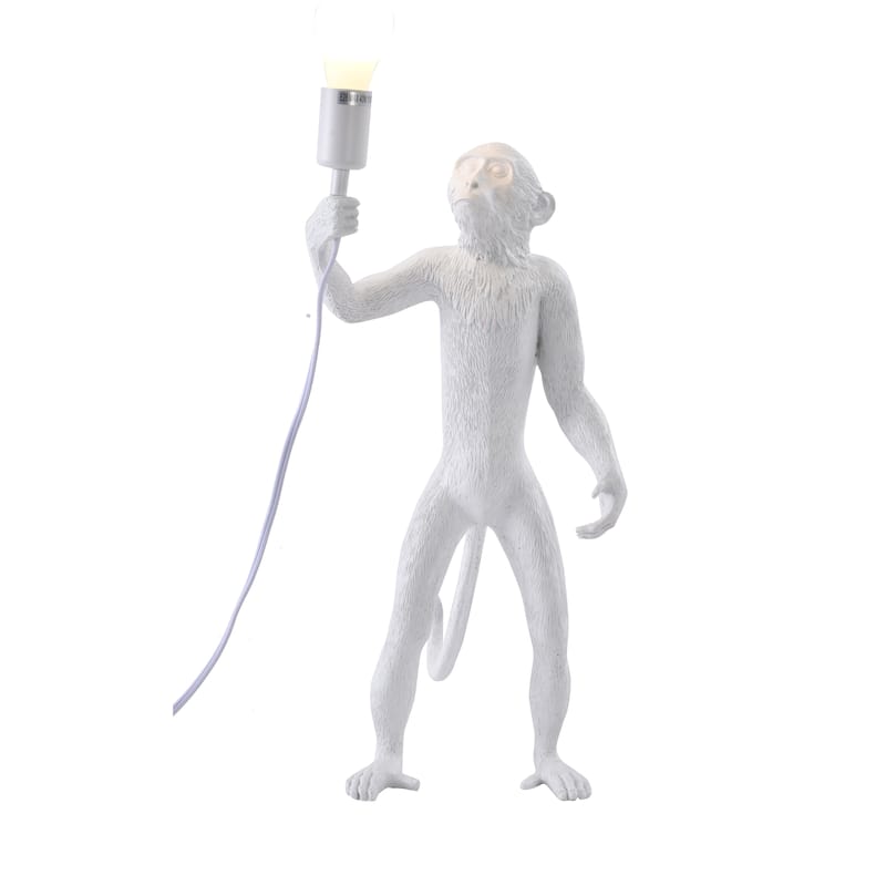 1-Light White Standing Resin Monkey Table Lamp
