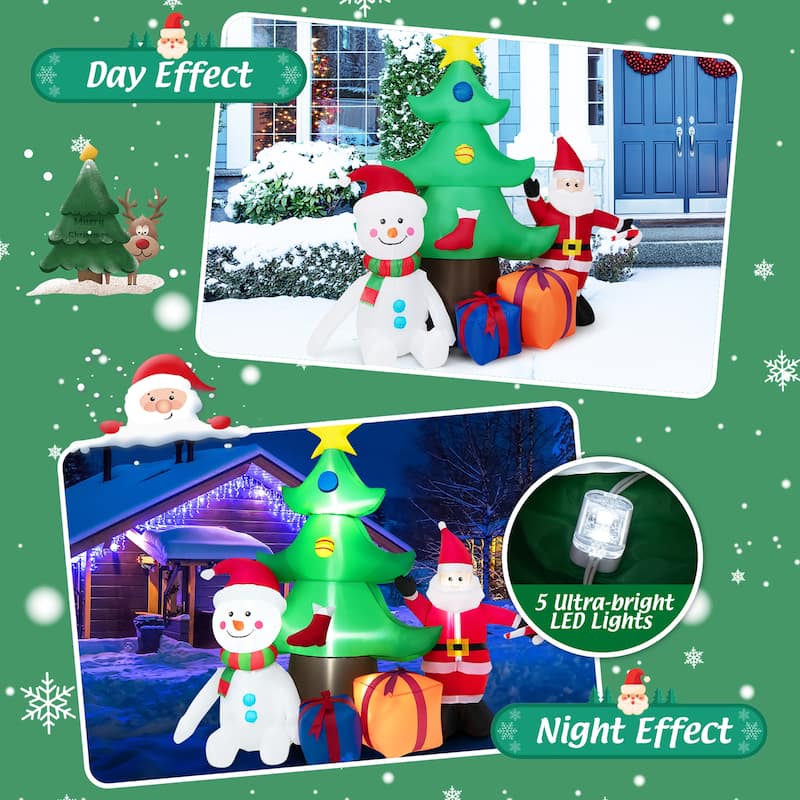 Gymax 7.2FT Inflatable Christmas Tree Snowman Santa Gift Bag - See Details