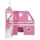 preview thumbnail 5 of 13, Twin Size House Loft Bed with Slide, Tent and Tower, Pink