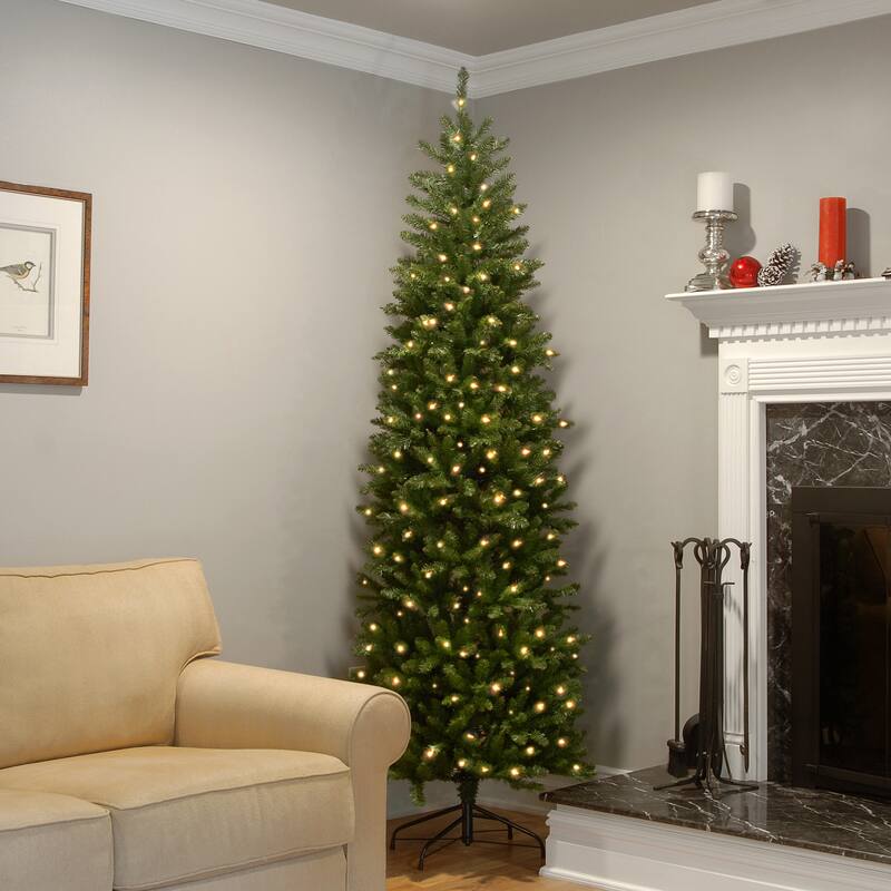 National Tree Company 7 ft. PowerConnect Kingswood Fir Pencil Tree with Dual Color LED Lights - 7 Foot - Green
