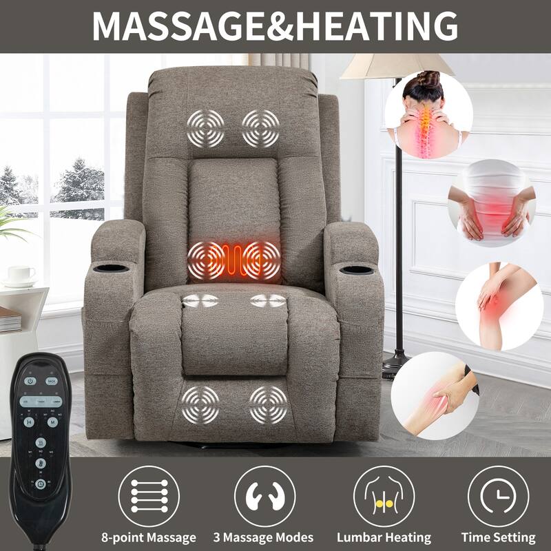 Roomfitters Power Lift Recliner, Heavy Duty Massage Chair with Infinite Positions, Heat, USB and Dual Cup Holders