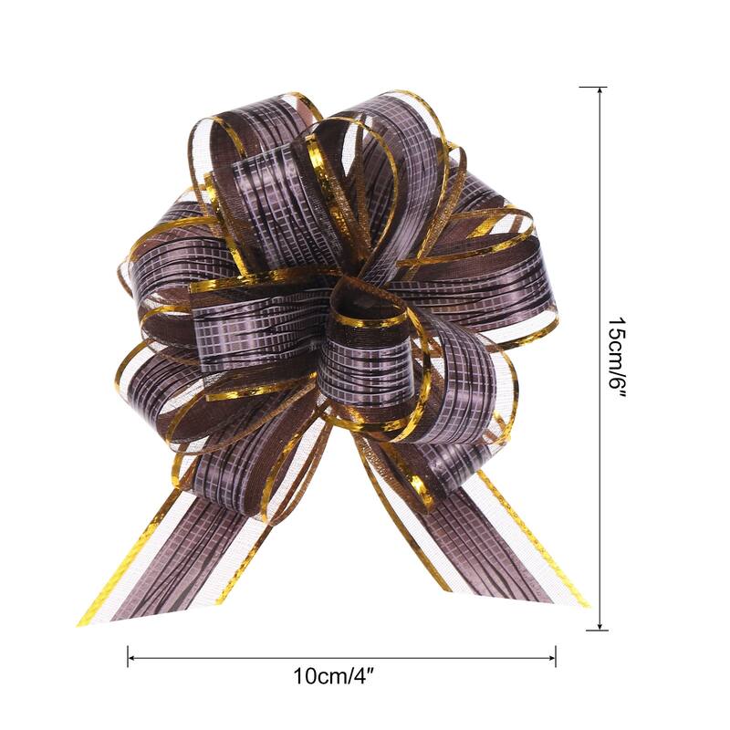 10pcs 6 Inch Large Pull Bow Gift Wrapping Bows Ribbon Organza - Coffee