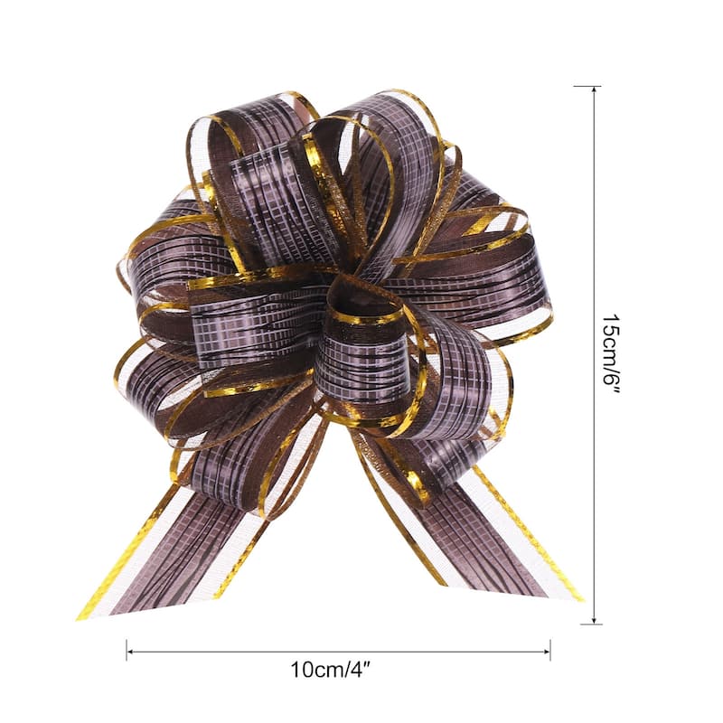 20pcs 6 Inch Large Pull Bow Gift Wrapping Bows Ribbon Organza - Coffee
