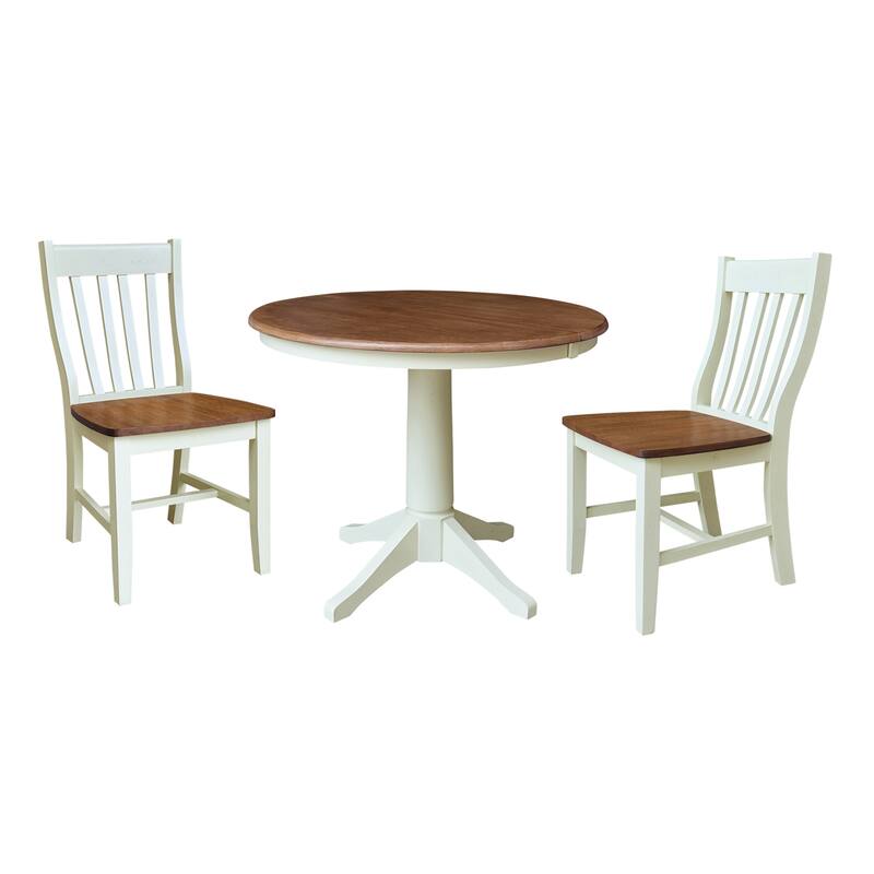 36" Round Extension Dining Table With Cafe Chairs