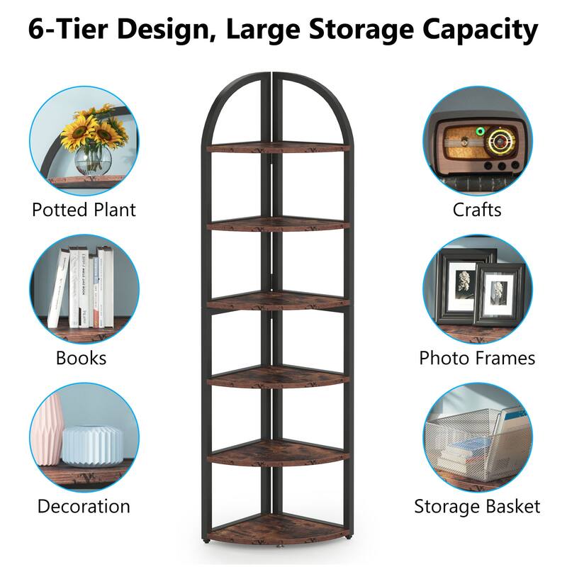 6 Tier/ 7 Tier Corner Shelf, Corner Bookshelf Plant Stand Display Rack