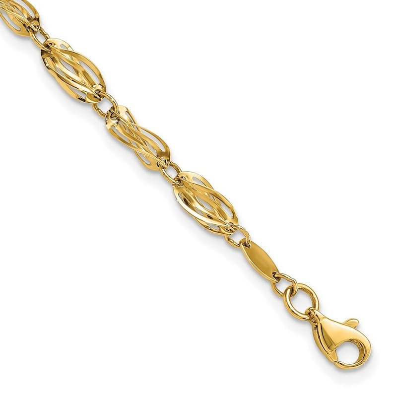 Curata 14k Yellow Gold Polished Fancy Bracelet 7.75 Inch