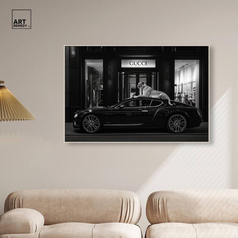 Cheetah and Sports Car Store Canvas by Art Remedy