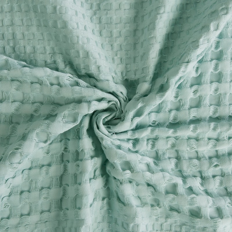 White 100 Cotton Waffle Patterned Shower Curtain