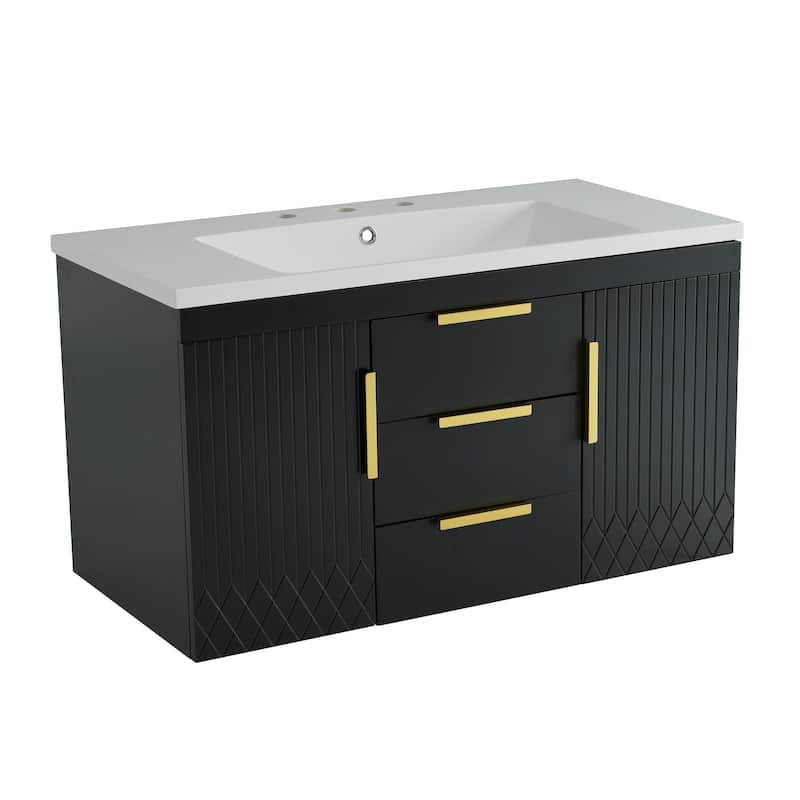72'' Wall Mounted Bathroom Vanity, Floating Bathroom Storage Cabinet With 2 Drawers, Solid Wood Bathroom Cabinet