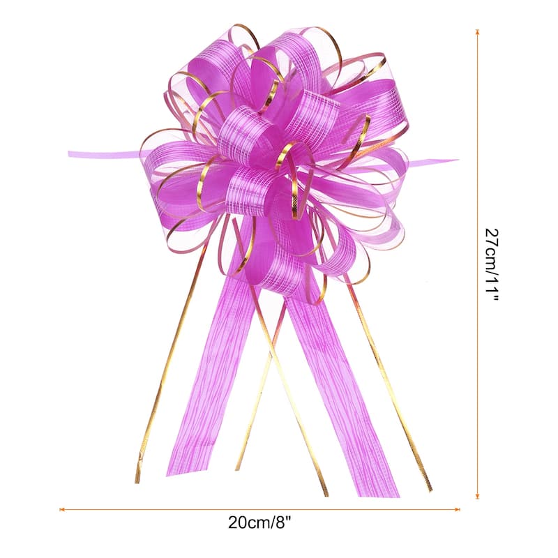 10pcs 7 Inch Large Pull Bow Gift Wrapping Bows Ribbon Organza - Rose Red - 8 Inch