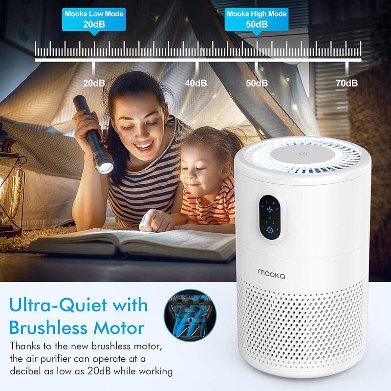 Air Purifiers for Home Large Room up to 860ft² with Night Light,White