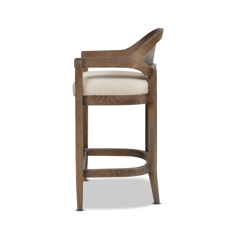 Americana Mid-Century Modern Rattan Cane Back Counter and Bar Stool