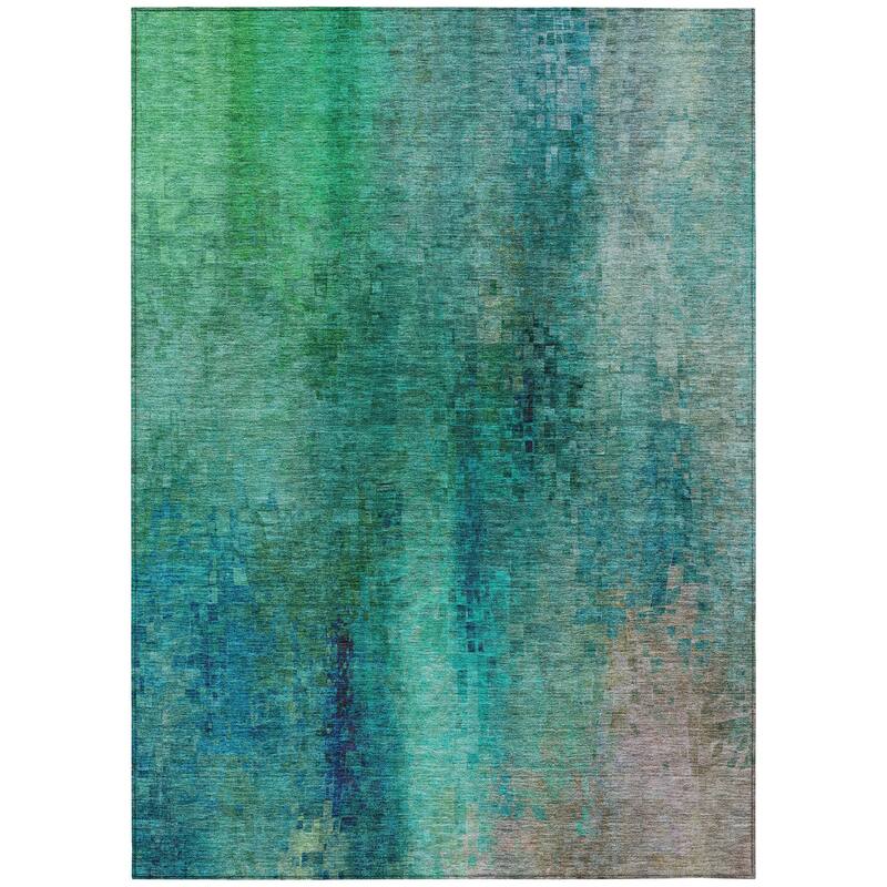 Machine Washable Indoor/ Outdoor Abstract Ombre Chantille Rug