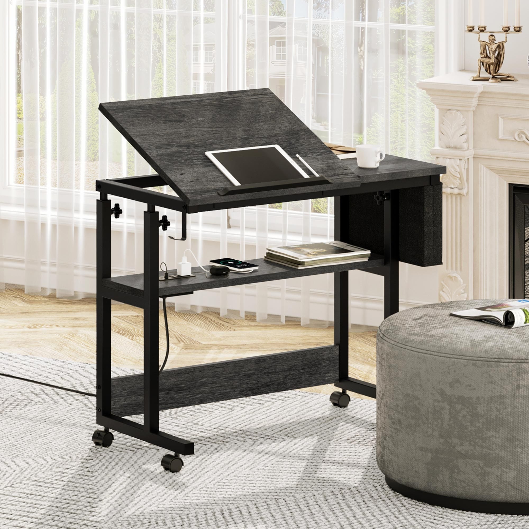 Portable Computer Desk Height Adjustable Laptop Table with Wheels