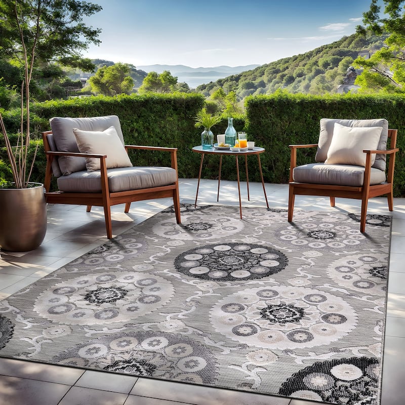 Beverly Rug Equator Medallion Bohemian Indoor Outdoor Area Rug