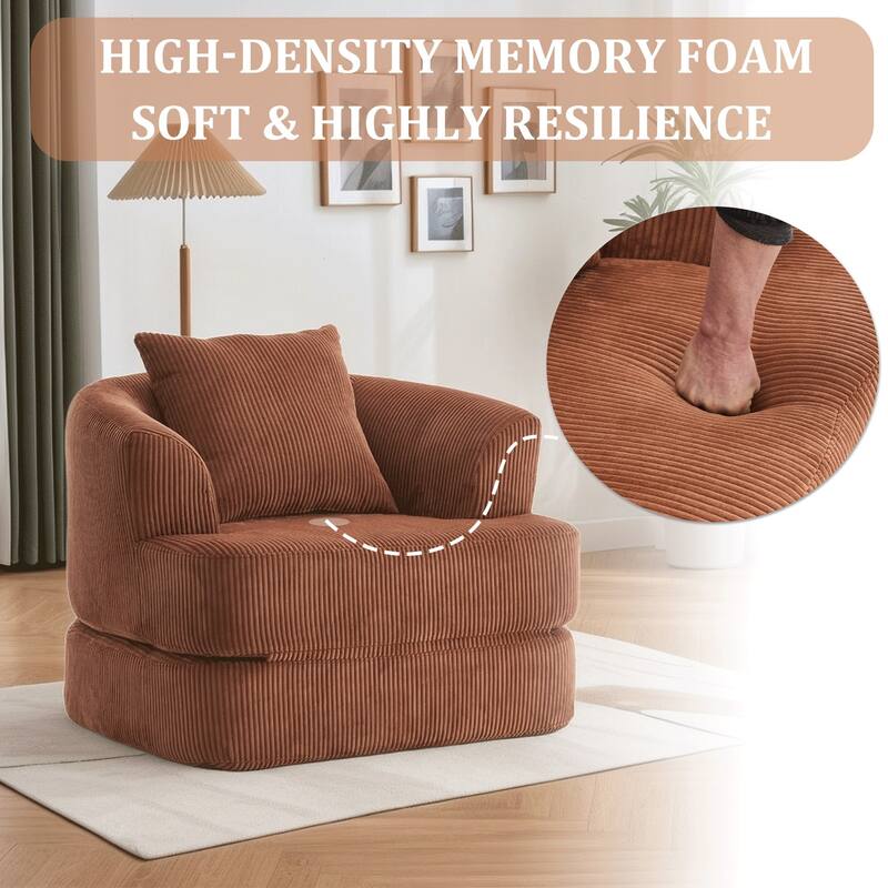 Oversized Upholstered Convertible Accent Barrel Chair