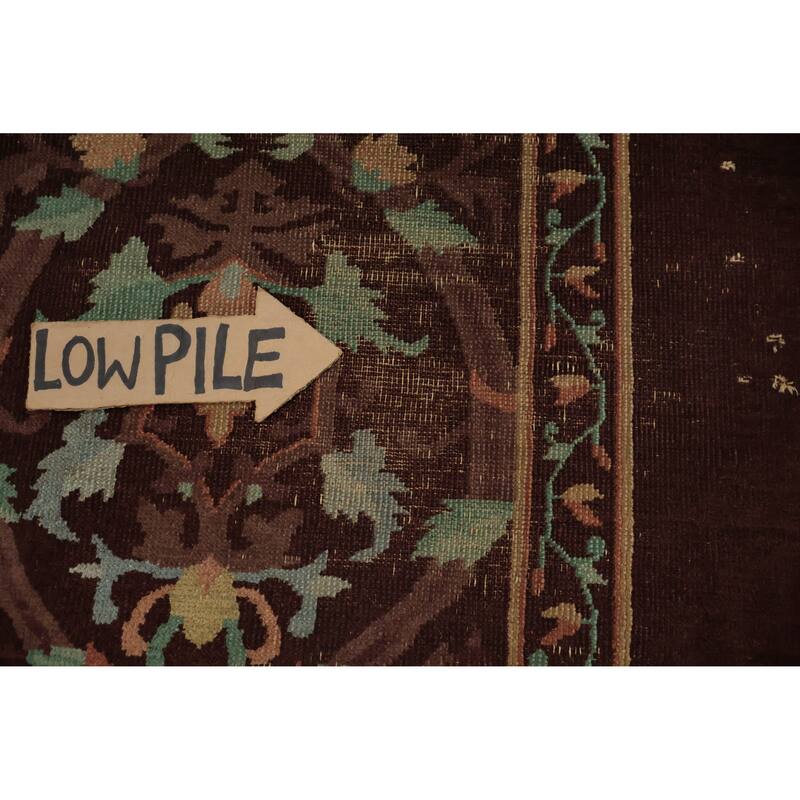 Hand Knotted Oriental 100% Wool Carpet Traditional Floral Brown Art Deco Area Rug - 11' 7'' X 9' 3''