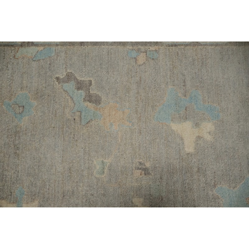 Hand Knotted Oriental 100% Wool Carpet Transitional Floral Greys & Charcoal Oushak Area Rug - 6' 5'' X 5' 2''