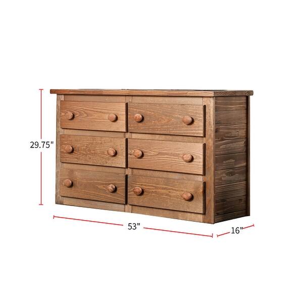 Rustic Wooden Dresser with 6 Drawers in Mahogany - Bed Bath & Beyond ...