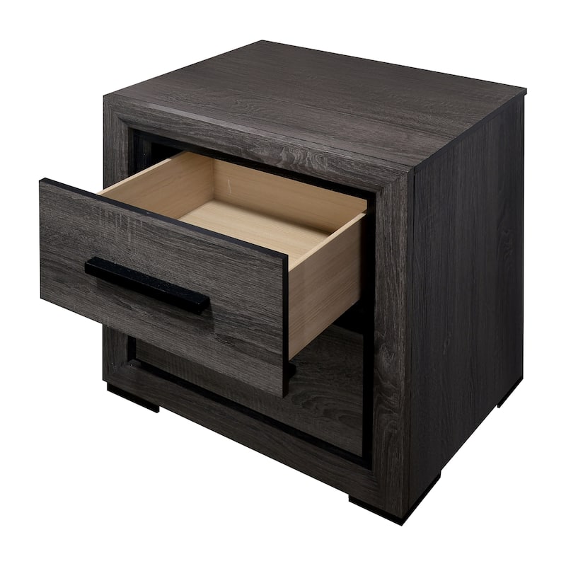 Rothwell Contemporary Grey Wood 3-Piece Panel Bedroom Set with Shelves by Furniture of America