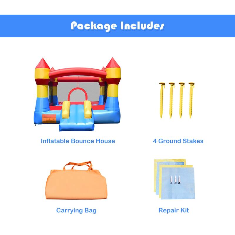 Costway 3-in-1 Kids Bouncer with Slide Large Jumping Area & Basketball