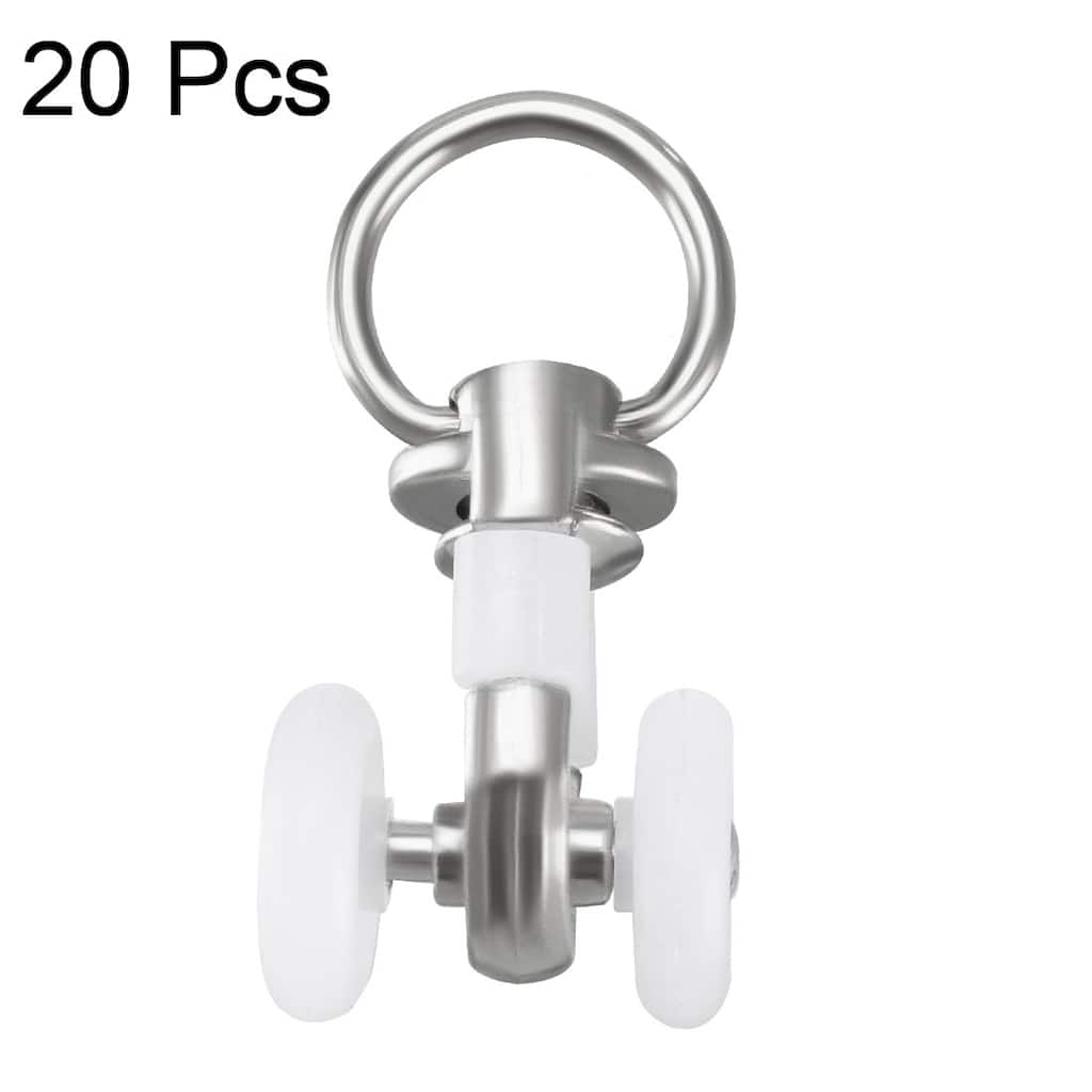 Curtain Track Rollers Plastic Twin Wheeled Carriers 14mm Dia 20 Pcs - White