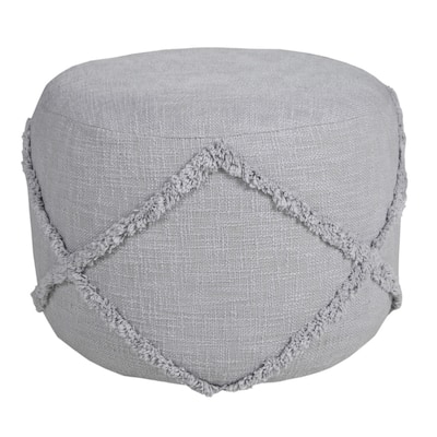 18-Inch Cotton Cylinder Pouf Ottoman for Floor Seating and Footrest