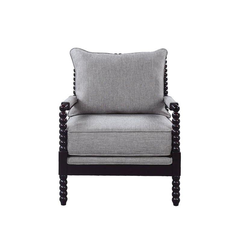 Leyte Traditional Wood and Fabric Accent Armchair