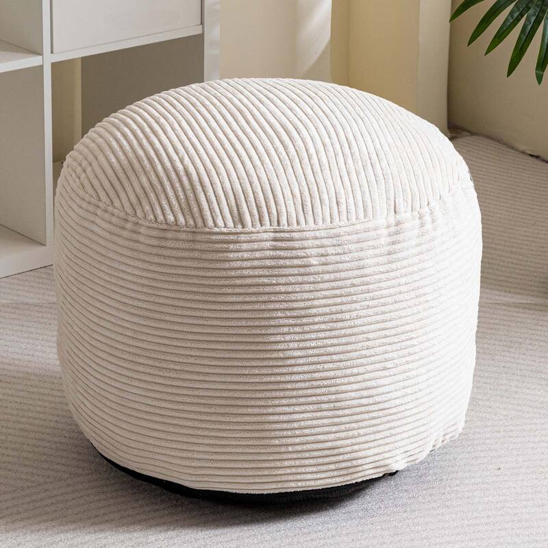 Round Corduroy Pouf Ottoman 20-inch/26inch