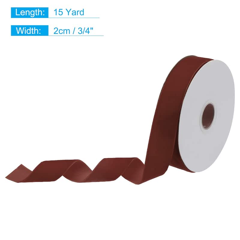 Velvet Ribbon Single Face Spool Silky for Gift Wrapping Bow Decoration - Brown - 3/4 Inch x 15 Yard
